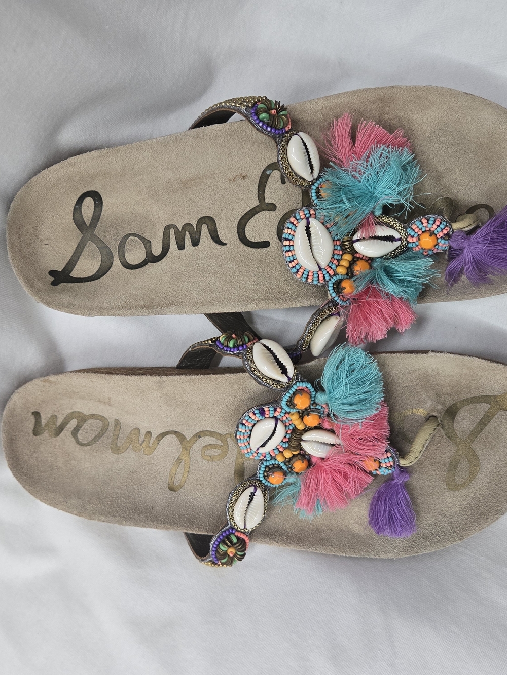Sam Edelman Multicolor Beaded Tassel Thong Sandals
